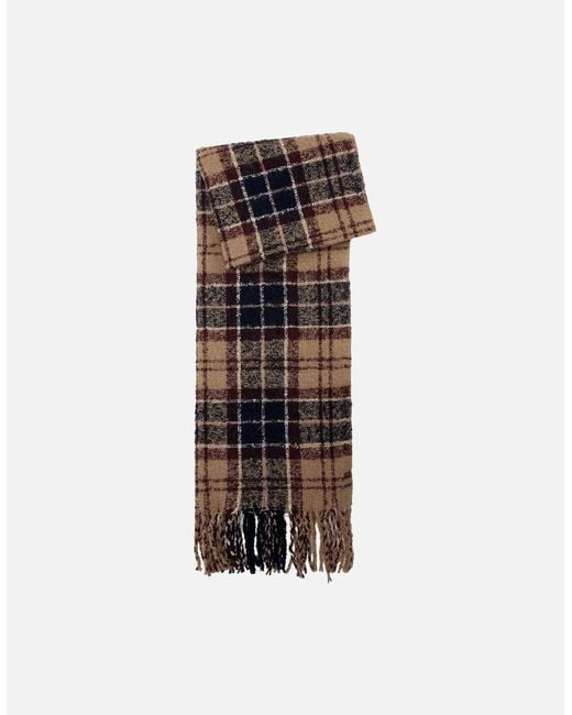 Barbour Natural Saltburn Beanie & Tartan Scarf Set