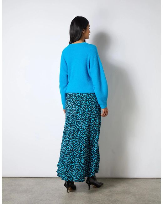 Ro&zo Blue Dash Print Contrast Panel Skirt