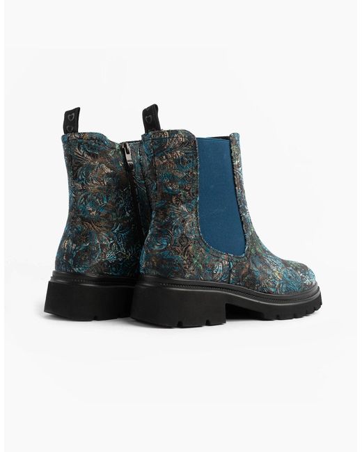 Heavenly Feet Blue Zeta Meadow Velour Chelsea Boots Velour