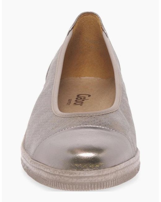 Gabor White Petunia Accent Low Heeled Pumps