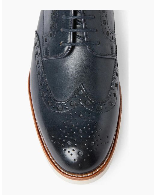 Oliver Sweeney Blue Antiqued Leather Derby Brogues for men