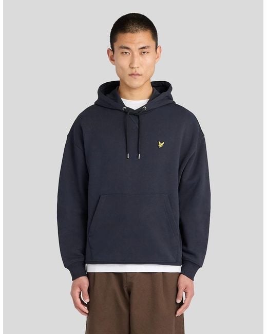 Lyle & Scott Blue Heavyweight Loopback Cotton Hoodie for men