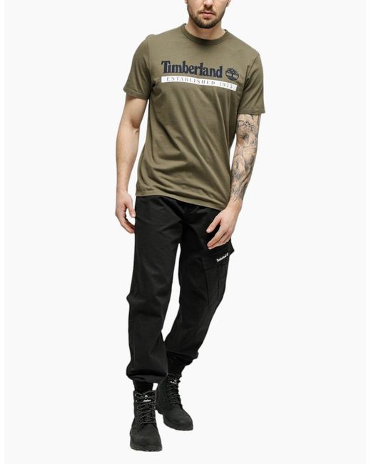 Timberland Green T Shirts Logo Print Crew Neck Regular Fit Casual Cotton T Shirts for men