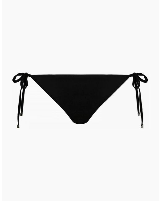 Emporio Armani Black Logo Side Tie Bikini Bottoms