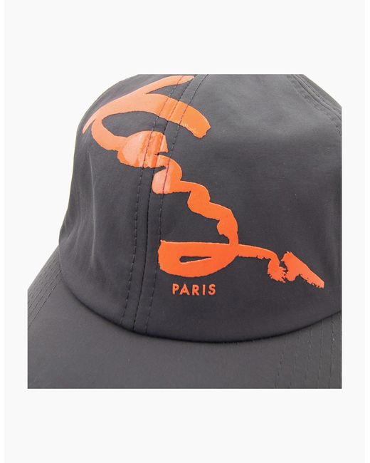 KENZO Gray Rubberised Signature Logo Cap Charcoal for men