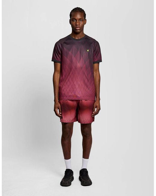Lyle & Scott Red Monogram Geometric Swim Shorts for men