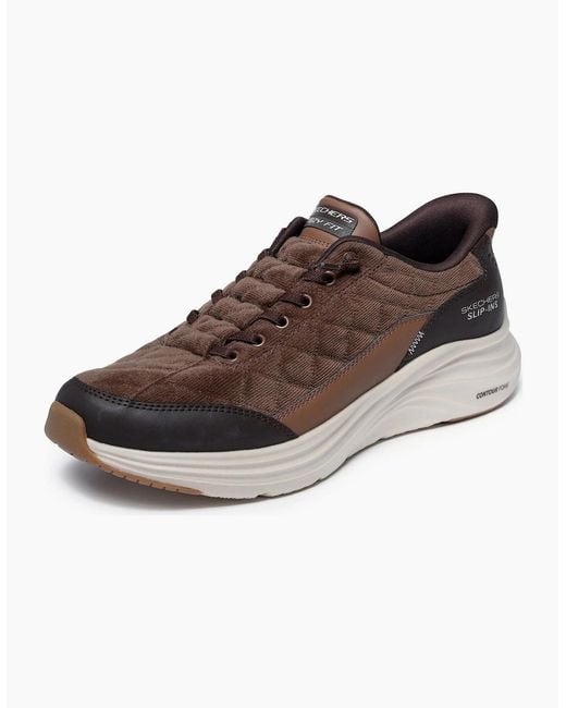 Skechers Brown Contour Foam Cordelux Textile Cozycord/Pu Trainers for men