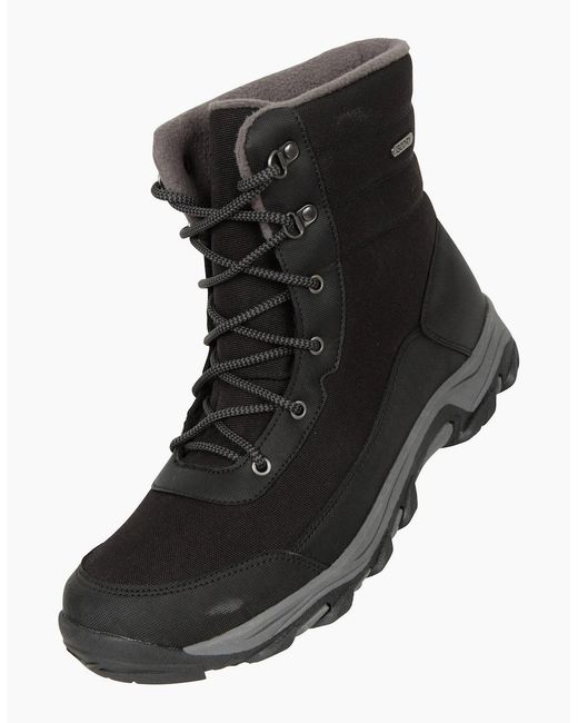 Mountain Warehouse Black Ohio Fleece Lined Snow Boots for men