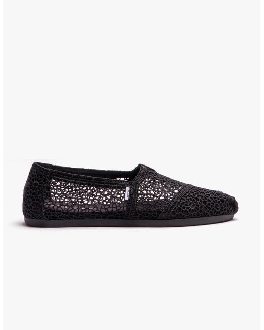 TOMS Black Alpargata Crochet Espadrille