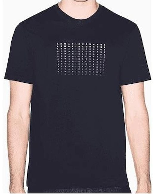 ARMANI EXCHANGE Blue Slim Fit Repeat Logo T-Shirt for men