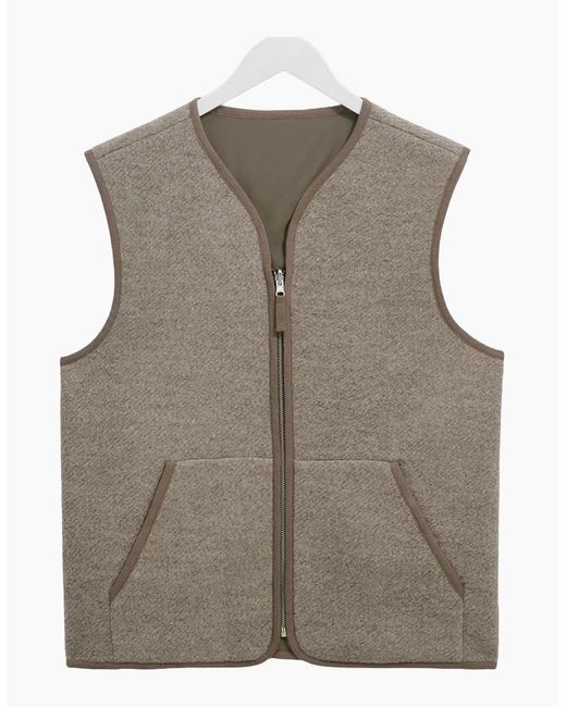 Wax London Gray Paragon Reversible Nylon/Wool Gilet for men