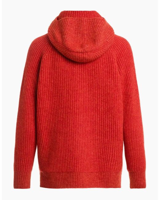 Parajumpers Red Tory Knitted Hoodie Comfort Fit Hoodie