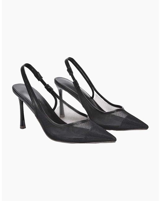 XY London Black Ladies Mesh Sling Back Court Shoes