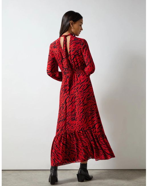 Ro&zo Red Petite Zebra Print Tie Back Midi Dress