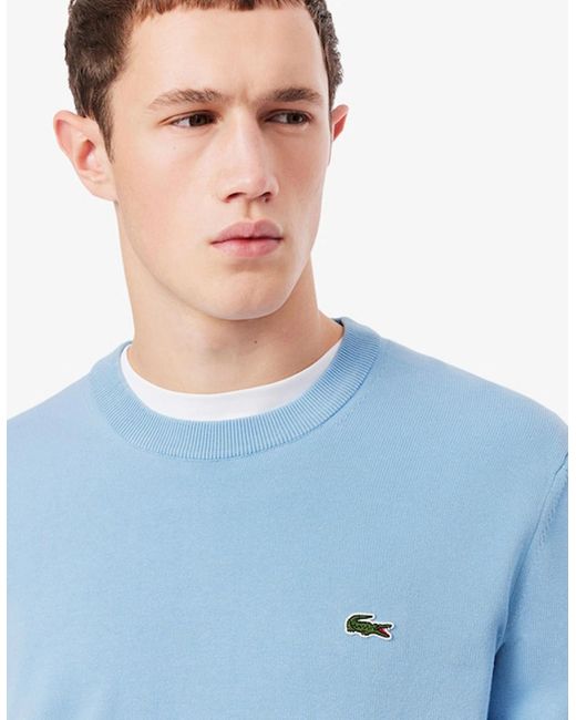 Lacoste Blue Monochrome Crew Neck Cotton Sweater for men