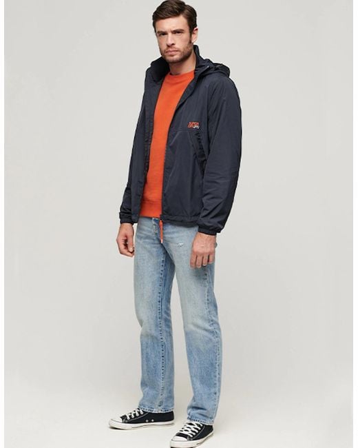Superdry Blue Hooded Windbreaker Jacket Eclipse for men