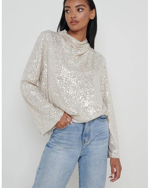 Pretty Lavish Blue Jayda Cowl Neck Blouse