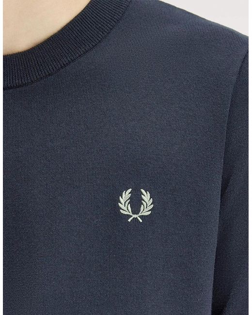 Fred Perry Blue Cotton Knitted T-Shirt for men