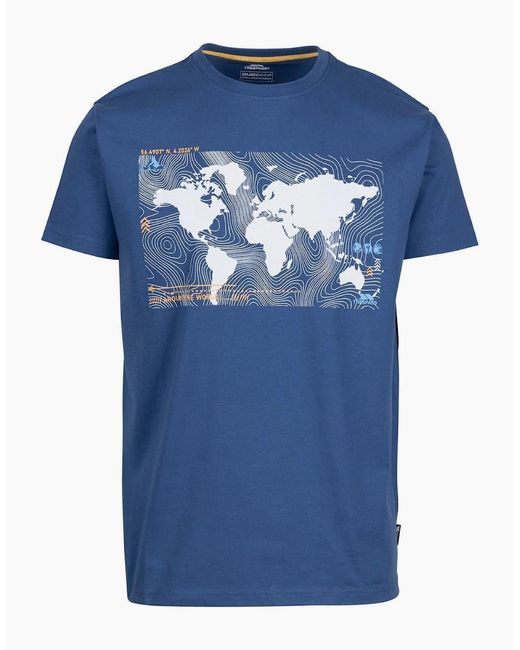 Trespass Blue Chera Geographic Print Crew Neck Short Sleeve T-Shirt for men