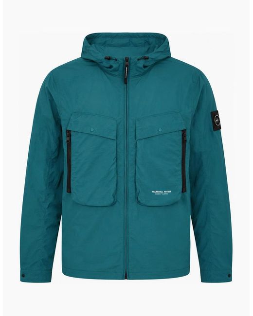 Marshall Artist Blue Amerigo Hooded Overshirt for men