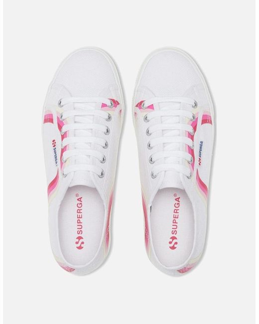 Superga Pink 2790 Round Stripes Cotton /Shaded Trainers