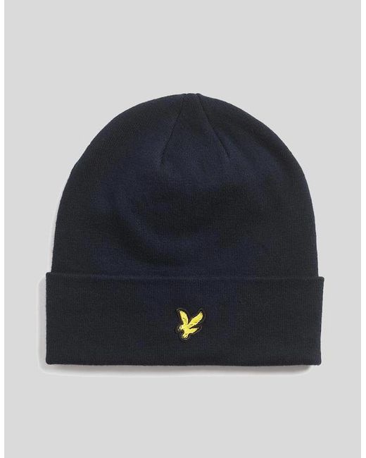 Lyle & Scott Blue Merino Wool Blend Beanie for men