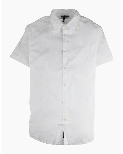 Armani Jeans White Logo Italian Fabric S/S Shirt Bianco Ottico for men