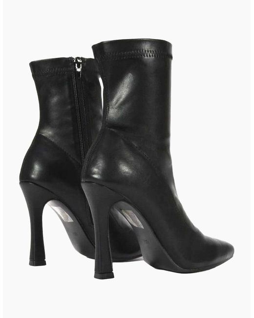 XY London Black Ladies Paula Stretch Sock Stiletto Heel Ankle Boots