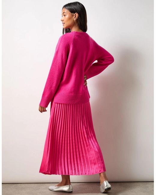 Ro&zo Pink Pleated Midi Skirt