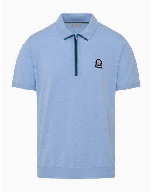 Sandbanks Blue Colour Stripe Knitted Zip Polo S1-26 Dusty for men