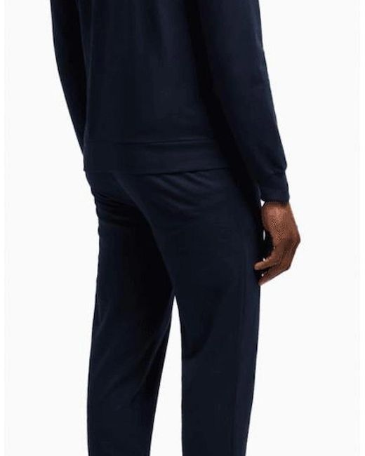 EA7 Blue Zip Up Funnel Neck Cotton Tracksuit for men