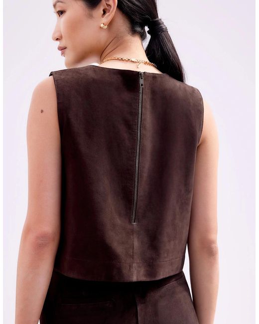 Ro&zo Purple Chocolate Suede Shell Top