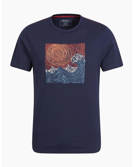 Mountain Warehouse Blue Tidal Wave Organic Cotton T-Shirt for men