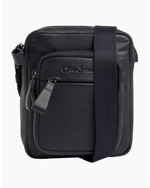 Oliver Sweeney Black Milled Leather Cross-Body Bag for men