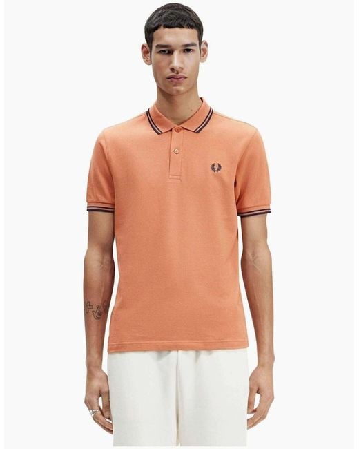Fred Perry Orange Twin Tipped Light Rust Polo Shirt for men