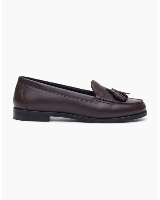Hush Puppies Black Connie Leather Chocolate Loafers