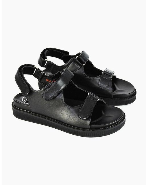 XY London Black Ladies Asher Double Strap Platform Heel Sandals