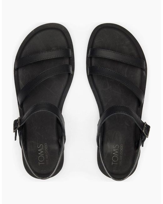 TOMS Black Kira Leather Sandals for men