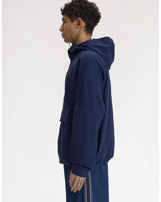 Fred Perry Blue J2323 Cropped Ripstop Parka for men