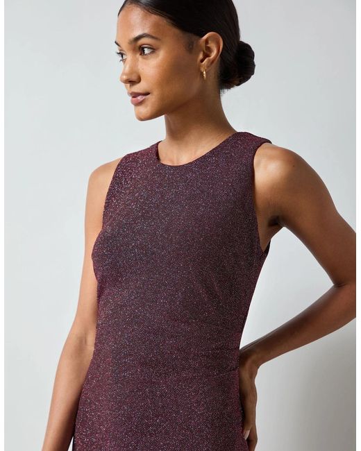 Ro&zo Pink Petite Gabriela Burgundy Super Sparkle Column Midi Dress
