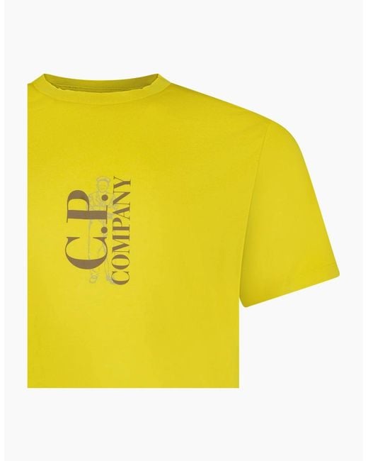 C P Company Yellow Vertical Print T-Shirt Antique Moss for men