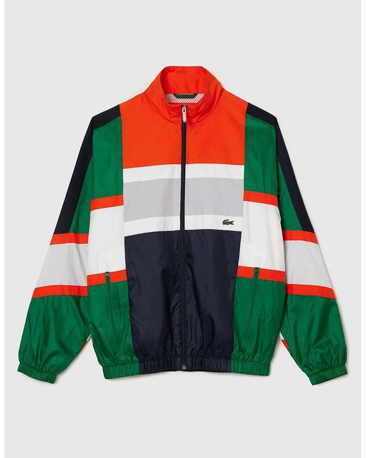 Lacoste Green Mixed Material Colour Block Sportsuit Jacket for men