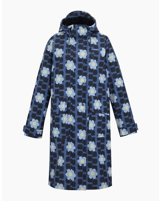 Regatta Blue Ladies Orla Kiely Floral Long Length Waterproof Jacket