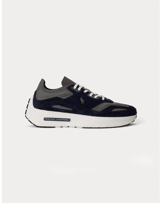 Polo Ralph Lauren Blue Boerum Knit Casual Trainers Hunter/Dark Metal for men