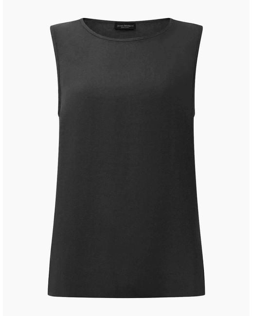 James Lakeland Black Linen Blend Sleeveless Button-Back Top