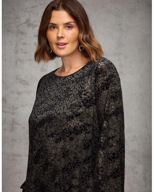 Live Unlimited London Gray Animal Velvet Burnout Jersey Tunic