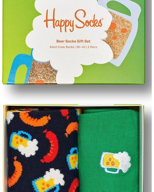 Happy Socks Green 2-Pack Beer Socks Gift Box