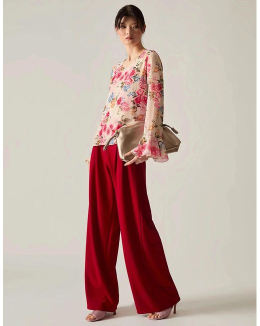 James Lakeland Red Flower Print Blouse
