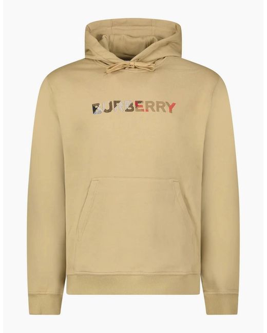 Burberry Natural 'Farley' Logo Embroidered Hoodie for men