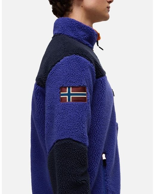 Napapijri Blue Yupik Full Zip Fleece Jacket/Multi for men